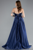 Abendkleid Lang Satin Marineblau ABU4975