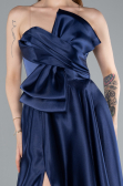 Abendkleid Lang Satin Marineblau ABU4975