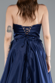 Abendkleid Lang Satin Marineblau ABU4975
