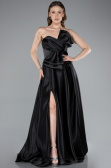 Abendkleid Lang Satin Schwarz ABU4975