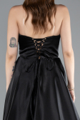 Abendkleid Lang Satin Schwarz ABU4975