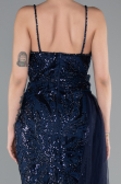 Abendkleid Lang Perlenbesetzt Marineblau ABU5003