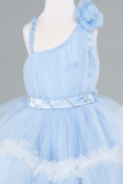 Abendkleid für Kinder Vorne Kurz-Hinten Lang Eisblau ABO114