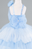 Abendkleid für Kinder Vorne Kurz-Hinten Lang Eisblau ABO114