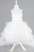 Abendkleid für Kinder Vorne Kurz-Hinten Lang Weiß ABO115