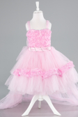 Abendkleid für Kinder Vorne Kurz-Hinten Lang Puder ABO115