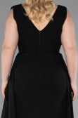 Kleider in Großen Größen Lang Chiffon Schwarz ABU5006