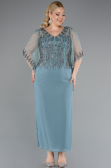 Abendgarderobe in Großen Größen Midi Chiffon Türkis ABK2333