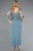 Abendgarderobe in Großen Größen Midi Chiffon Türkis ABK2333