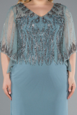 Abendgarderobe in Großen Größen Midi Chiffon Türkis ABK2333