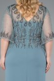 Abendgarderobe in Großen Größen Midi Chiffon Türkis ABK2333
