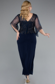 Abendgarderobe in Großen Größen Midi Chiffon Marineblau ABK2333