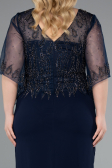 Abendgarderobe in Großen Größen Midi Chiffon Marineblau ABK2333