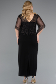 Abendgarderobe in Großen Größen Midi Chiffon Schwarz ABK2333