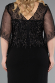 Abendgarderobe in Großen Größen Midi Chiffon Schwarz ABK2333