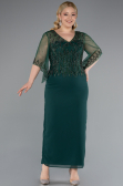 Abendgarderobe in Großen Größen Midi Chiffon Smaragdgrün ABK2333