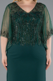 Abendgarderobe in Großen Größen Midi Chiffon Smaragdgrün ABK2333