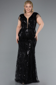 Abendkleid Lang Schuppig Schwarz ABU5008