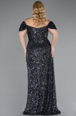 Anthrazit Abendkleid İn Übergröße Schuppig Lang ABU4863