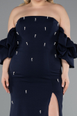 Abendgarderobe in Großen Größen Lang Marineblau ABU4990