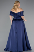 Abendkleid in Übergröße Lang Satin Marineblau ABU4998
