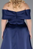 Abendkleid in Übergröße Lang Satin Marineblau ABU4998