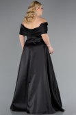 Abendkleid in Übergröße Lang Satin Schwarz ABU4998