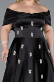 Abendkleid in Übergröße Lang Satin Schwarz ABU4998