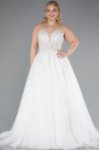 Brautkleid in Großen Größen Lang Weiß ABG040