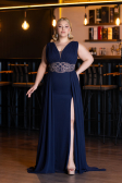 Kleider in Großen Größen Lang Chiffon Marineblau ABU5006