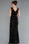 Abendkleid Lang Schuppig Schwarz ABU3201