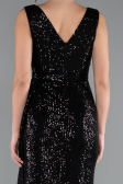 Abendkleid Lang Schuppig Schwarz ABU3201