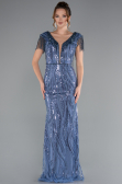 Abendkleid Lang Schuppig Indigo ABU5030