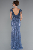 Abendkleid Lang Schuppig Indigo ABU5030