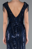 Abendkleid Lang Schuppig Marineblau ABU5030