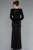 Abendkleid Lang Schuppig Schwarz ABU4329