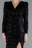 Abendkleid Lang Schuppig Schwarz ABU4329