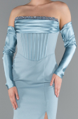 Türkis Abendkleid İm Meerjungfrau-Stil Lang ABU4637