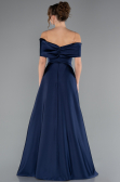 Abendkleid Lang Satin Marineblau ABU5015
