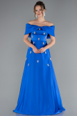 Abendkleid Lang Satin Sächsischblau ABU5015