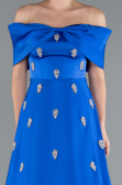 Abendkleid Lang Satin Sächsischblau ABU5015