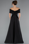 Abendkleid Lang Satin Schwarz ABU5015