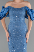 Blau Abendkleid İm Meerjungfrau-Stil Lang ABU4509