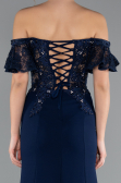 Abendkleid Lang Spitze Marineblau ABU2261
