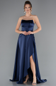 Abschlusskleid Lang Satin Marineblau ABU5023