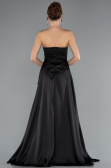 Abschlusskleid Lang Satin Schwarz ABU5023