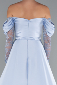 Standesamtkleid Lang Satin Eisblau ABU5054