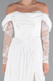 Standesamtkleid Lang Satin Weiß ABU5054