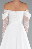Standesamtkleid Lang Satin Weiß ABU5054
