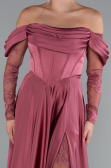Standesamtkleid Lang Satin Zimtfarben ABU5054